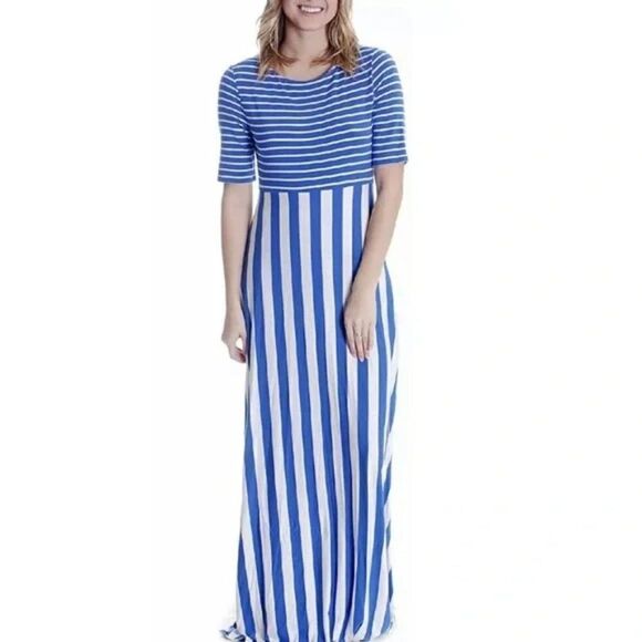 Matilda Jane Blue Striped ‘The Road Ahead’ Maxi Dress Size M - Picture 1 of 10